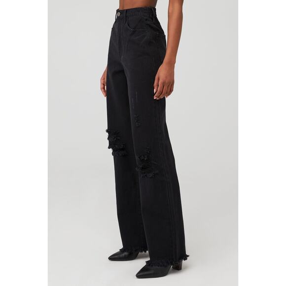 Show Me Your Mumu 90s Straight Jeans Black Denim 25 NWT - Picture 8 of 9